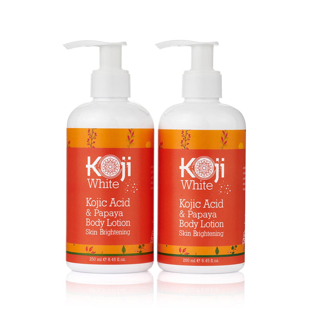 Lotion pour le corps éclaircissante à l'acide kojique et à la papaye, 2 bouteilles