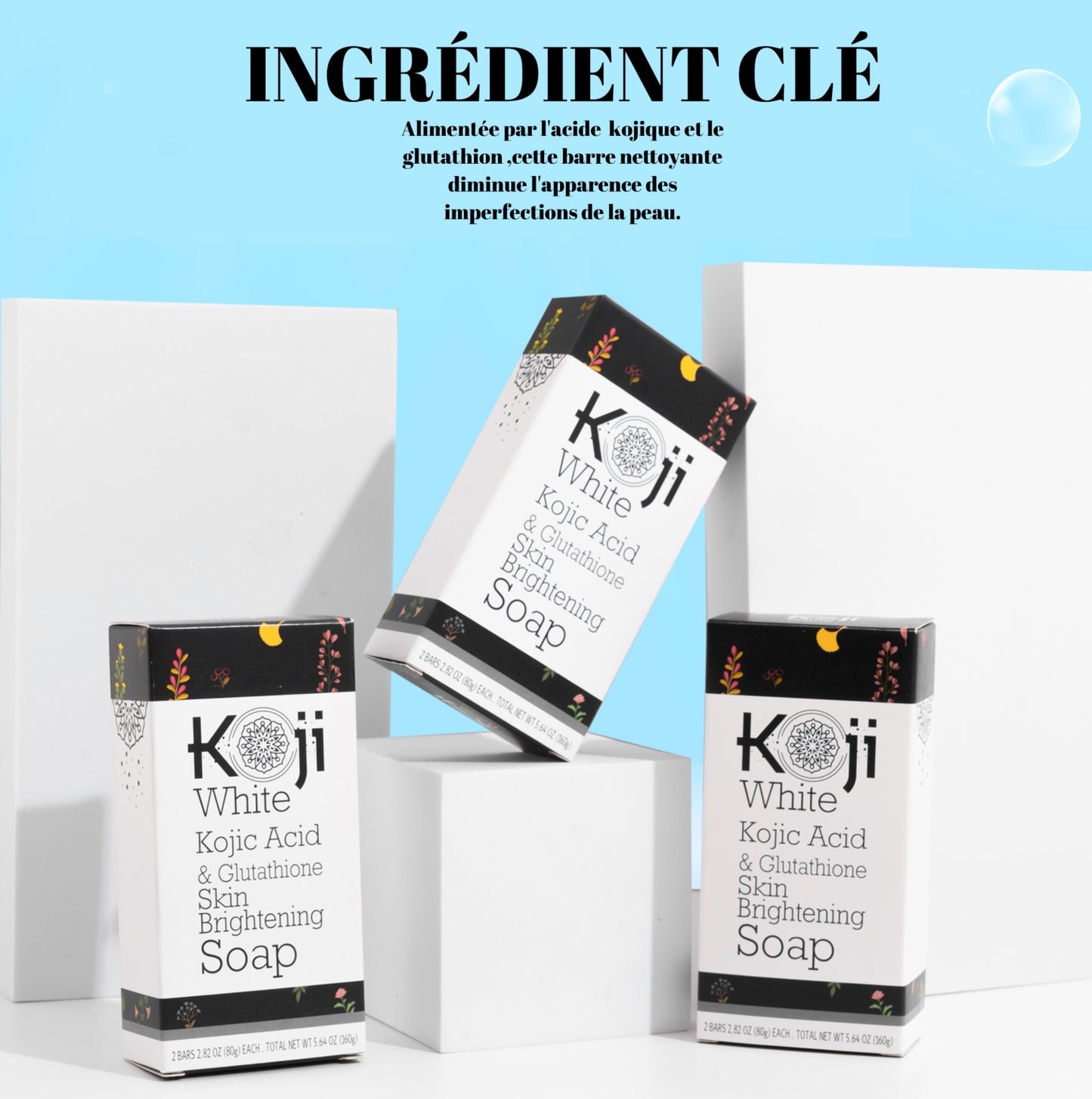 Savon pour la peau à l'acide kojique et au glutathion