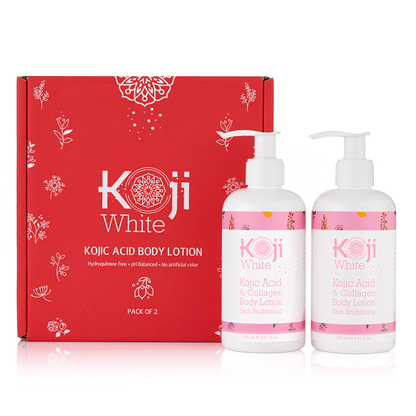 Lotion pour le corps éclaircissante à l'acide kojique et au collagène pour la peau, 2 bouteilles