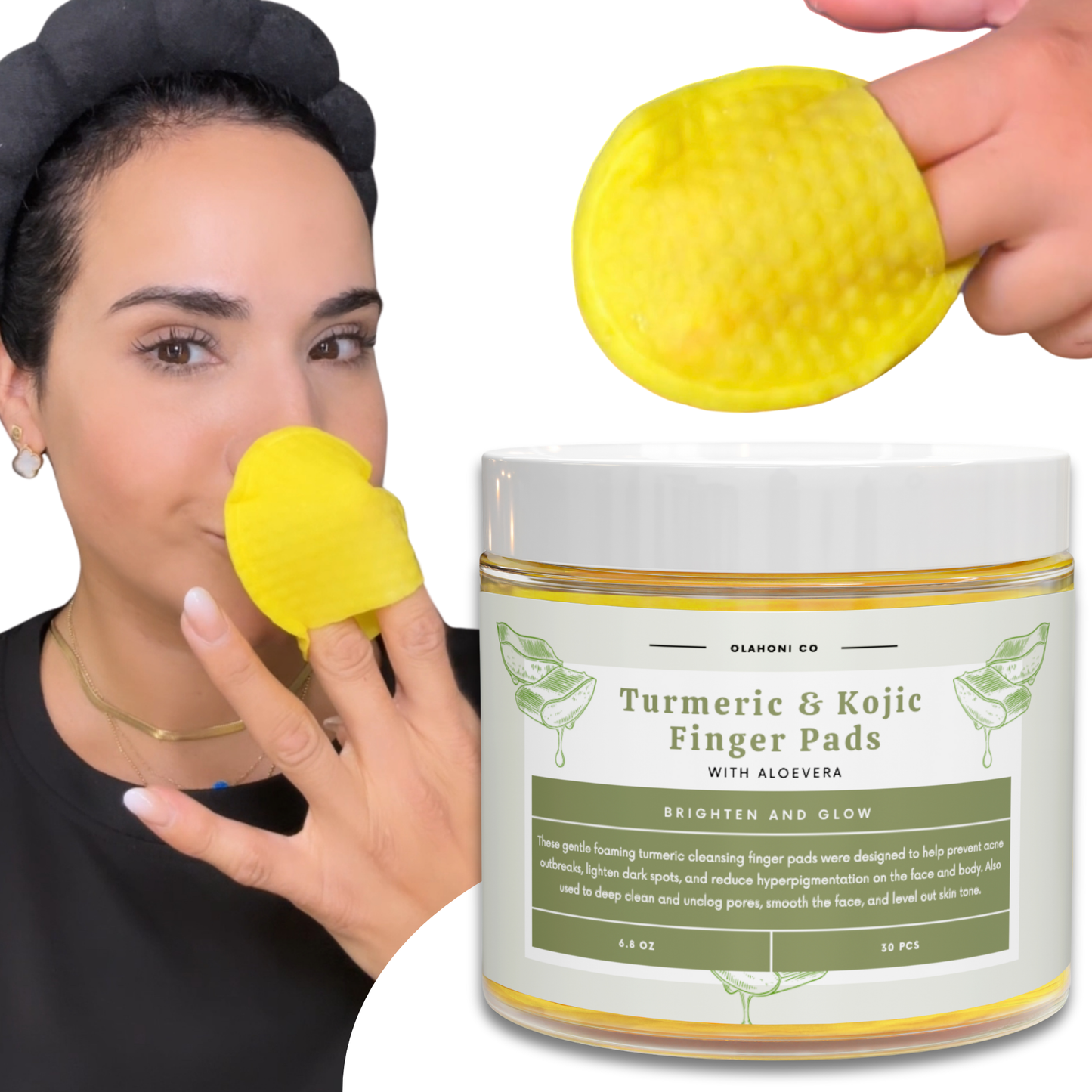 Tampons épais au curcuma et à l'Acide Kojique (30 unités)