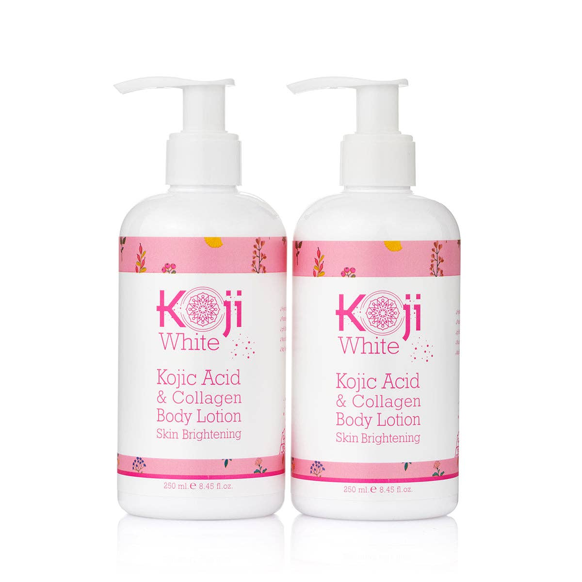 Lotion pour le corps éclaircissante à l'acide kojique et au collagène pour la peau, 2 bouteilles