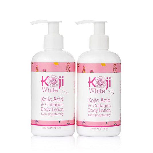 Lotion pour le corps éclaircissante à l'acide kojique et au collagène pour la peau, 2 bouteilles